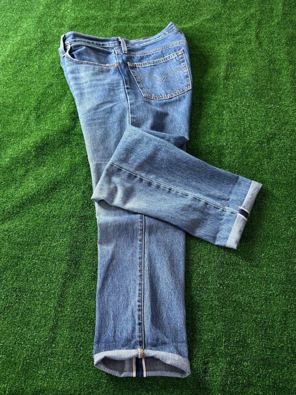 Levi's 501 Original Big E Selvedge Women's High Rise Raw Hem Button Fly Jeans 30